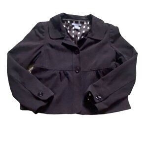 Ann Taylor Short Babydoll Jacket W 3 Button Closure-Dark Brown-Size 6-GUC